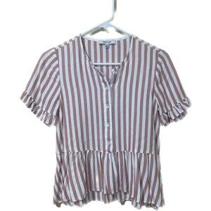 Madewell Peplum Button Top Peach Cream Size XXS